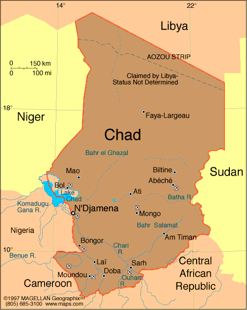politcal karte von tschad
